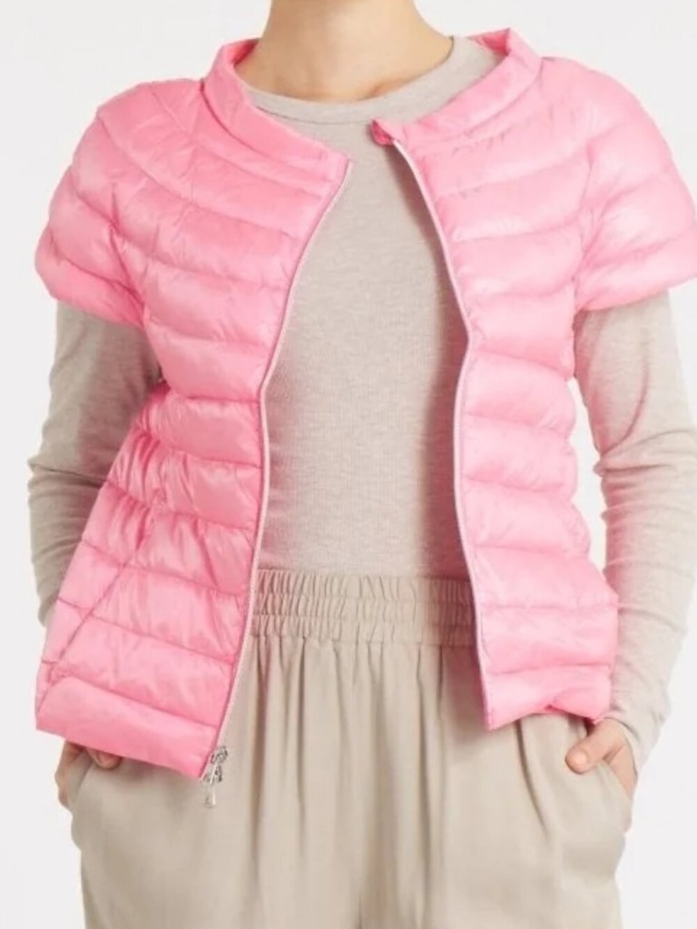 Cotes of London The St Ives Down Vest Bubble Gum Pink lightweight